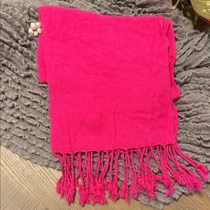 100% Viscose - Bright Hot Pink Fringe Scarf